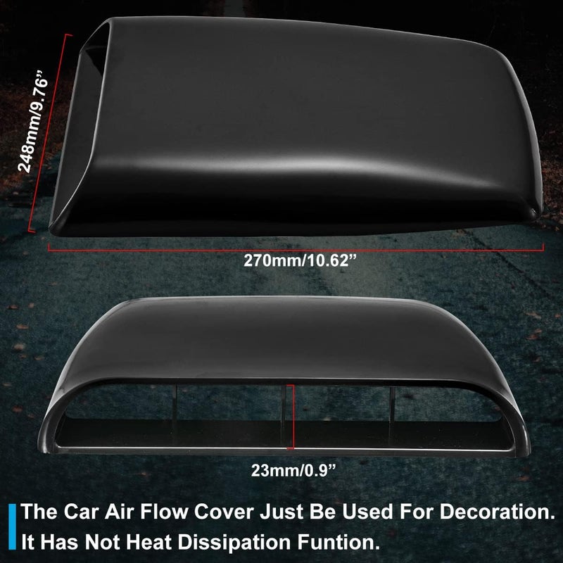 NATGIC Universal Car Air Flow Decorative Intake Hood Scoop Turbo Bonnet Vent Cover (Black) - Image 3